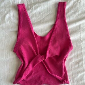 Urban Outfitters Out From Under Hot Pink Ribbed Wrap It Up Tank Top